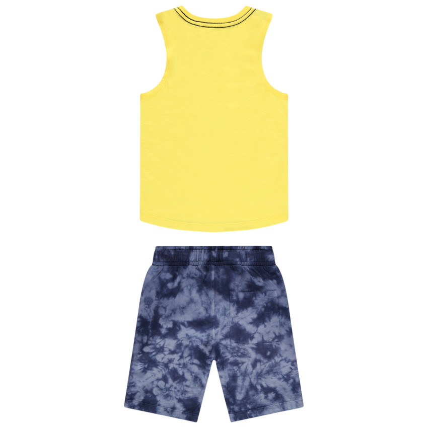 Ensemble avec débardeur print paysage et bermuda effet tie and dye 