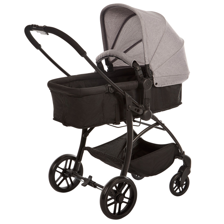 Carro trio combinado con silla de coche y capazo jaspeado/gris 