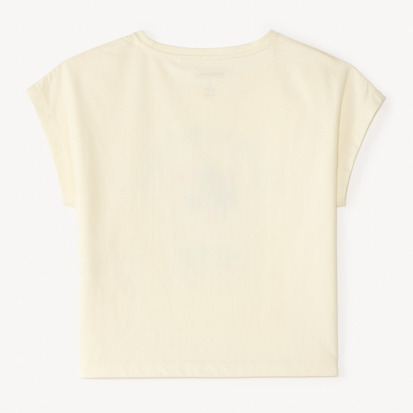 Camiseta de manga corta con bordado de flores para niña 
