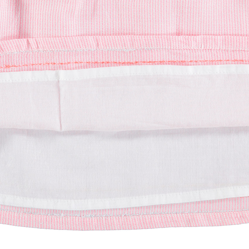 Vestido de manga corta de rayas y bordados que contrastan  Additional Vestido de manga corta de rayas y bordados que contrastan