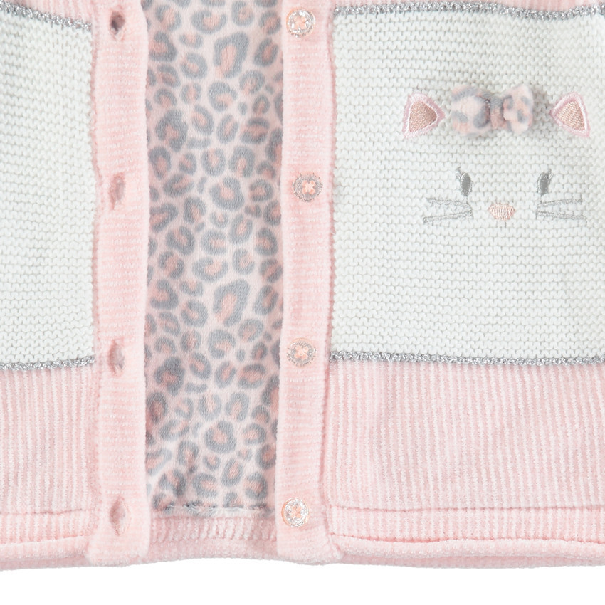 Gilet en tricot doublé polaire imprimé léopard 