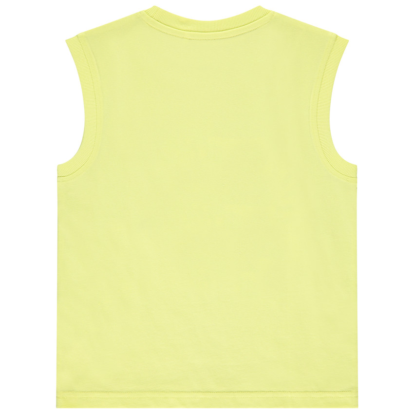 Camiseta sin mangas lisa con print de tortuga bordado para niño 