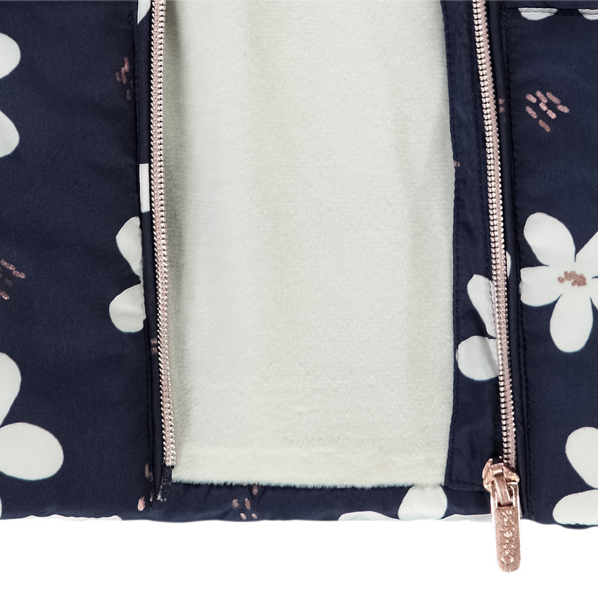 Chaleco sin mangas con capucha y estampado de flores para niña 