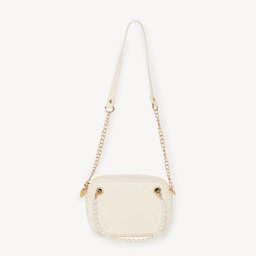 Bolso bandolero de efecto cuero acolchado con perlas para niña 