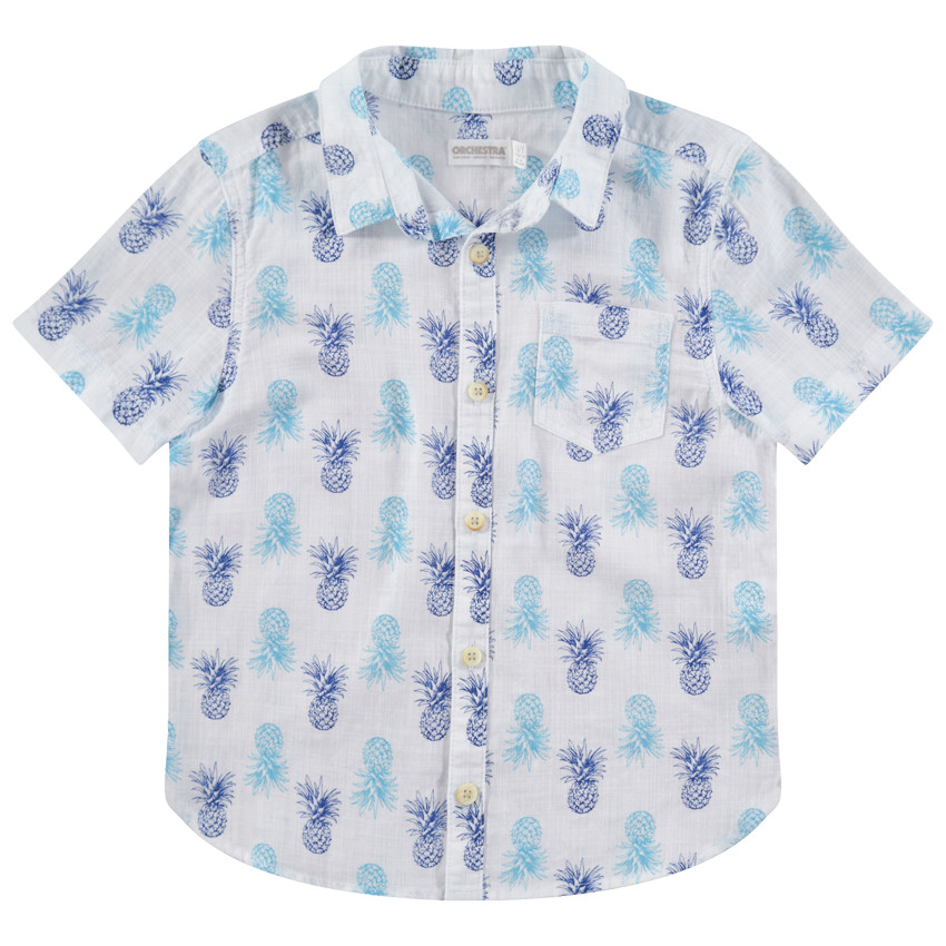 Camisa de manga corta con piñas estampadas all over  Additional Camisa de manga corta con piñas estampadas all over