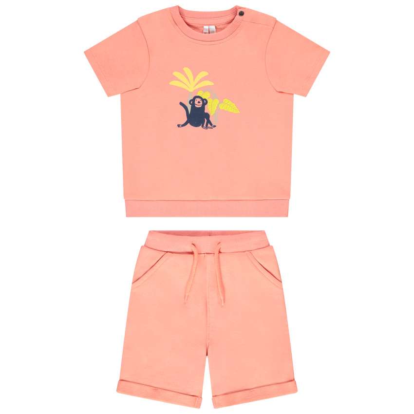 Conjunto de 2 piezas de felpa con estampado de mono para bebé niño 