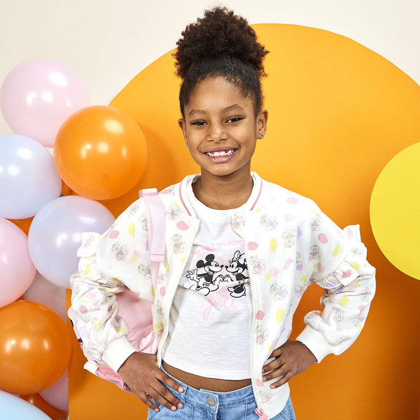 Chaleco de felpa con volantes estampado de Minnie Disney para niña 