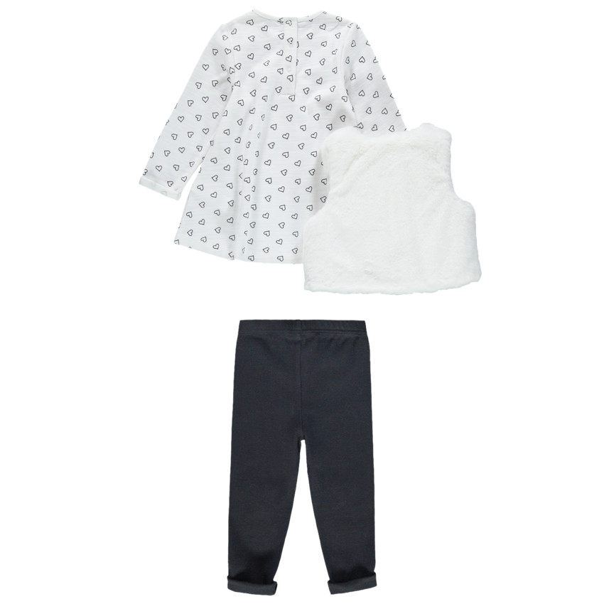 Conjunto de túnica con estampado de corazones, chaqueta de borreguillo y pantalón liso  Additional Conjunto de túnica con estampado de corazones, chaqueta de borreguillo y pantalón liso