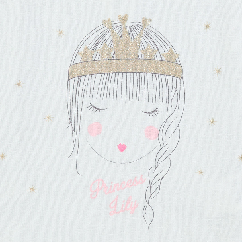 Conjunto con camiseta con estampado de princesa y pantalón corto con estrellas estampadas 