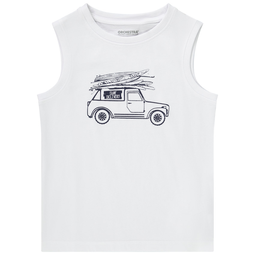 Camiseta sin mangas de jersey con estampado de coche para niño 