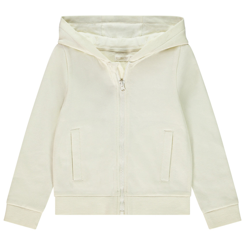 Chaqueta de felpa liso con capucha para niña 