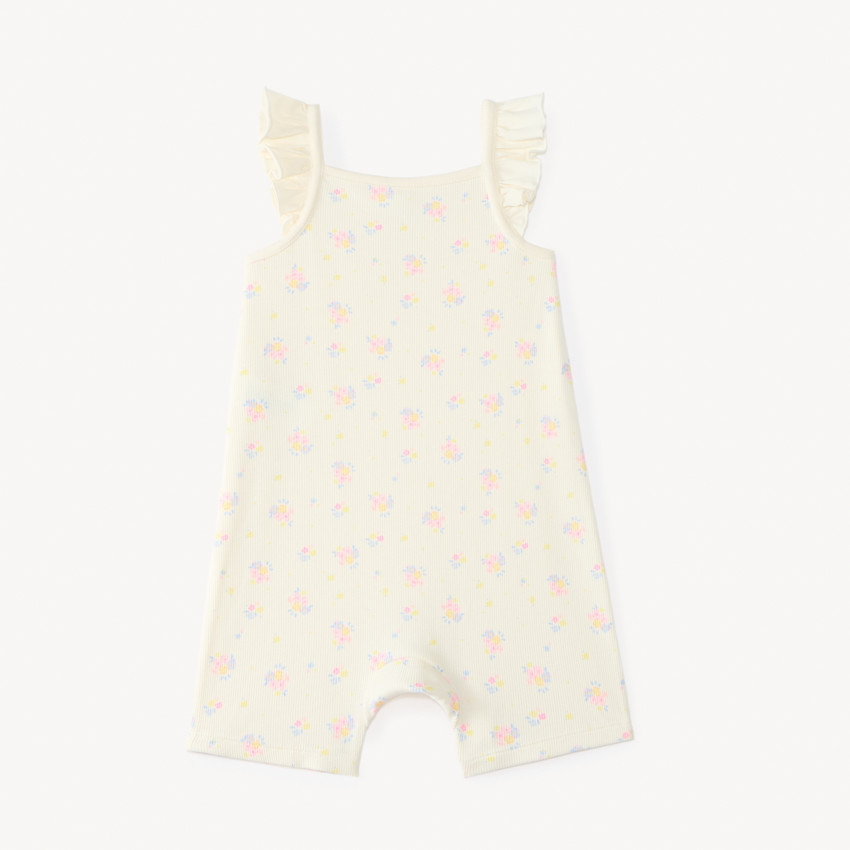 Mono corto de punto acanalado con estampado floral para bebé niña 