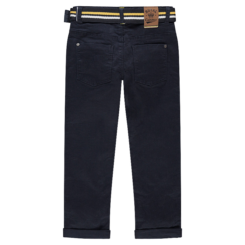 Pantalón de sarga azul marino con cinturón trenzado desmontable  Additional Pantalón de sarga azul marino con cinturón trenzado desmontable