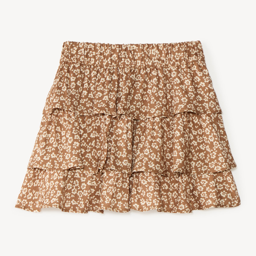 Falda de niña con volantes y estampado floral 