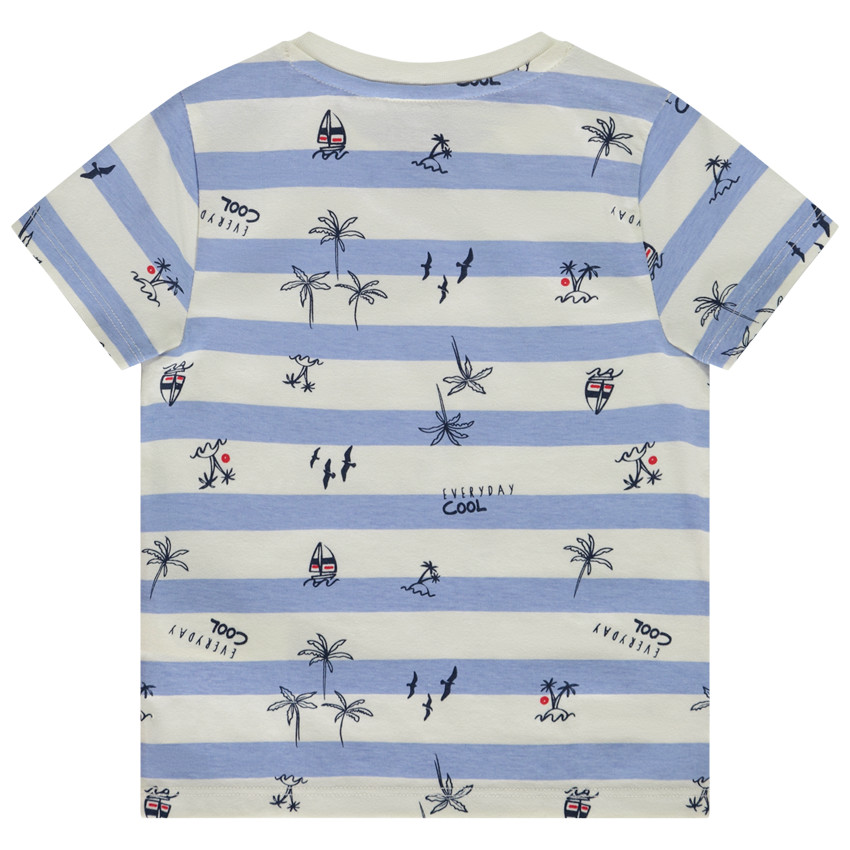 Camiseta de manga corta a rayas con estampado marinero para bebé niño 