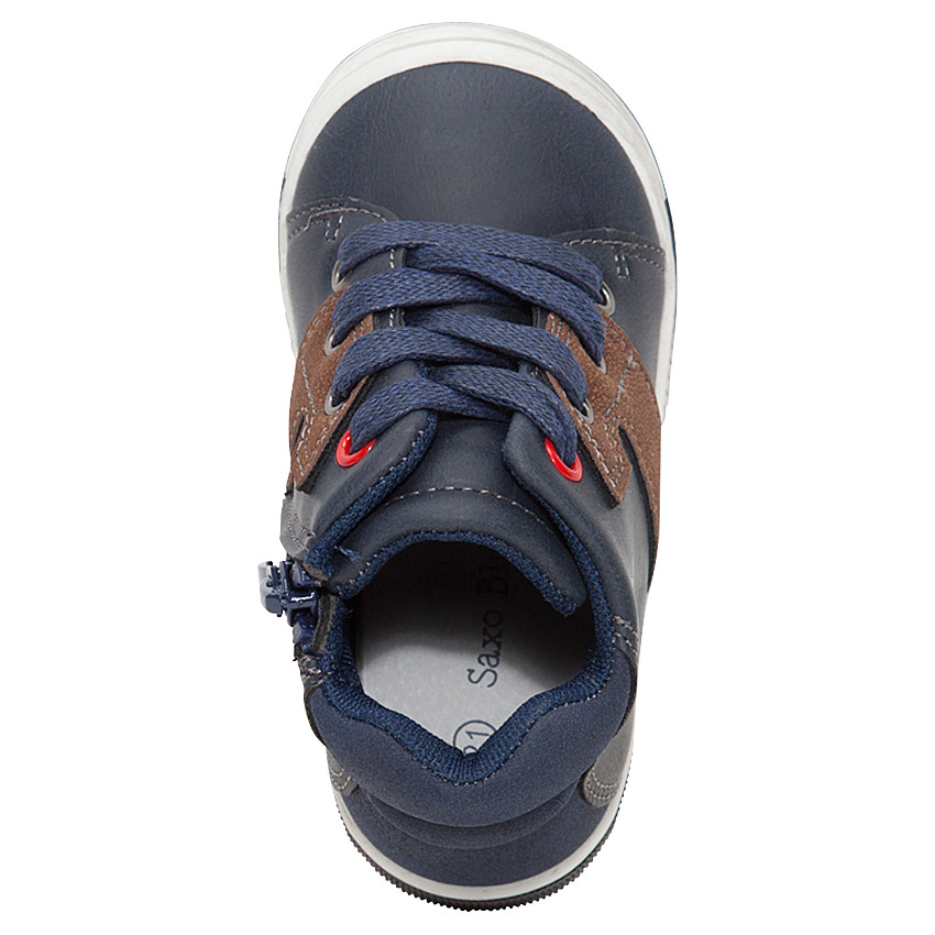 Botines efecto cuero liso con cordones y cremallera 