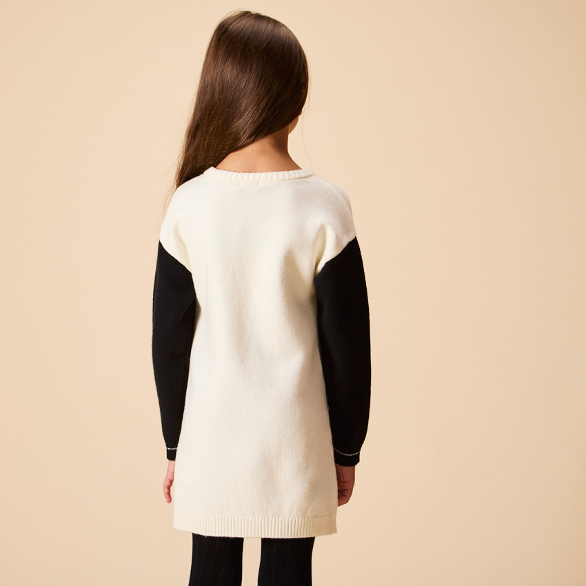 Ropa de punto semi-oversize con efecto colorblock para niña 