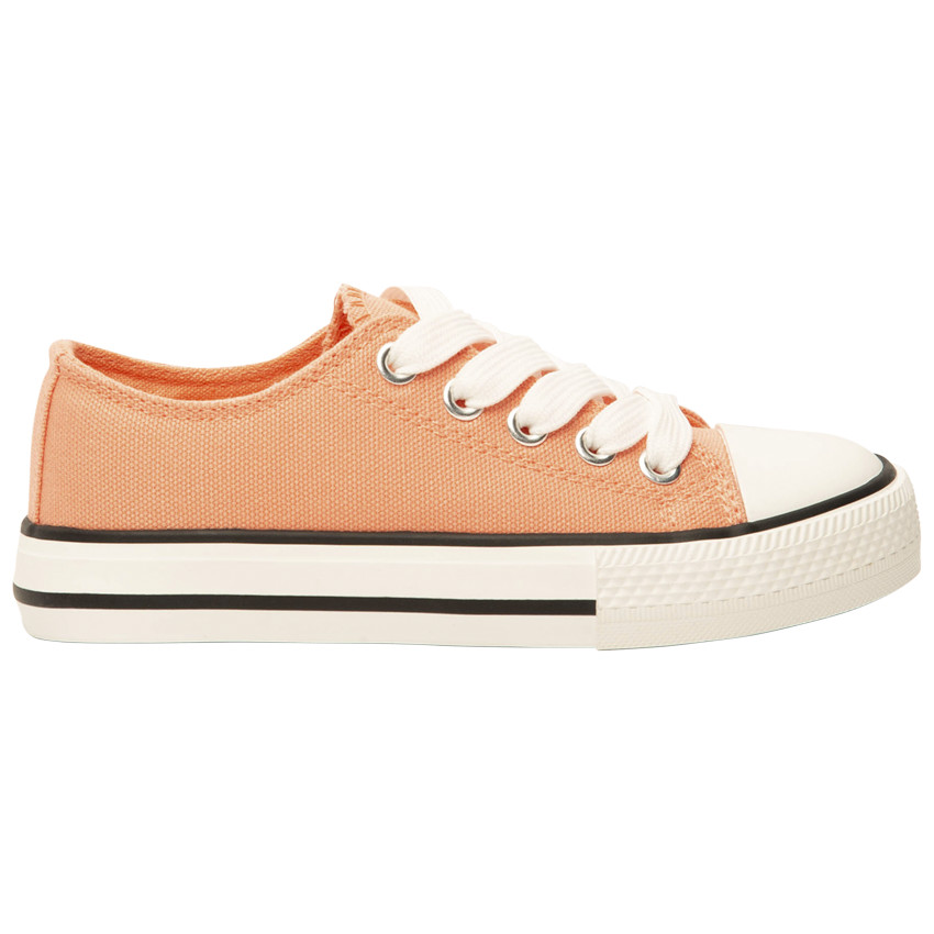 Zapatillas bajas de lona coral con cordones para niña 