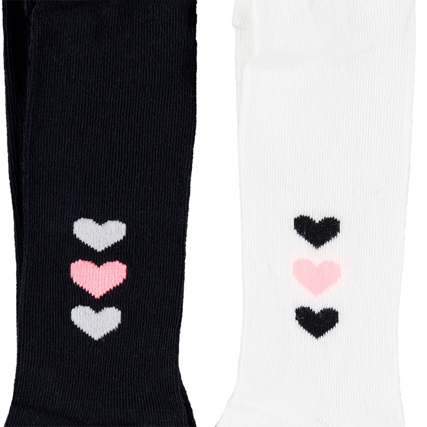 Juego de 2 medias gruesas con corazones que contrastan de jacquard  Additional Juego de 2 medias gruesas con corazones que contrastan de jacquard