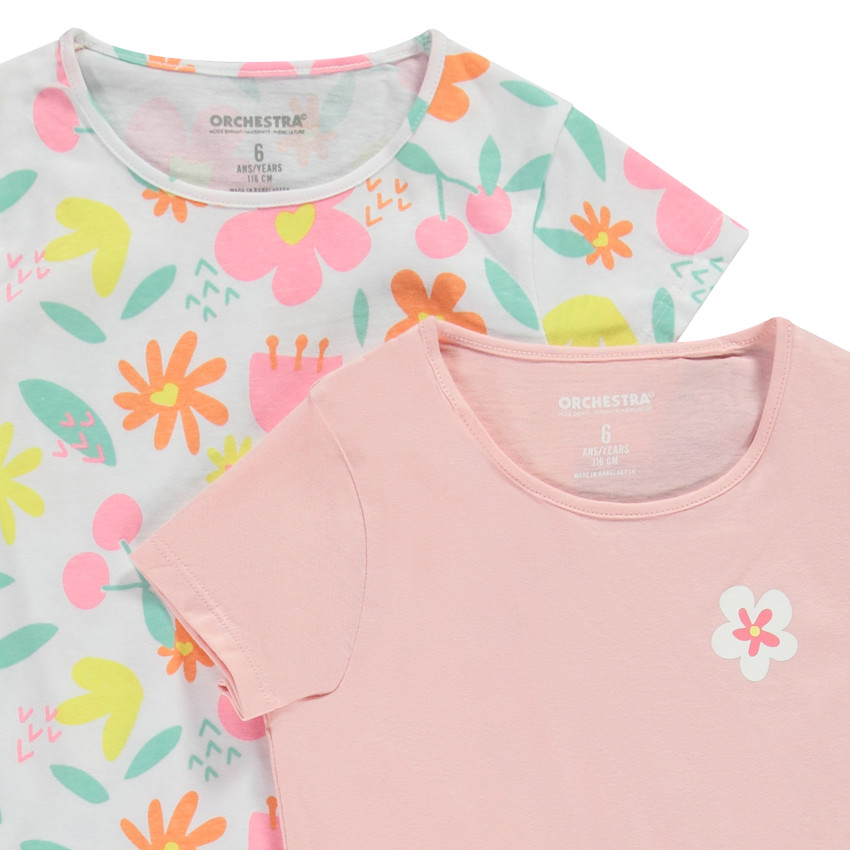 Pack de 4 camisetas manga corta fantasía para niña 