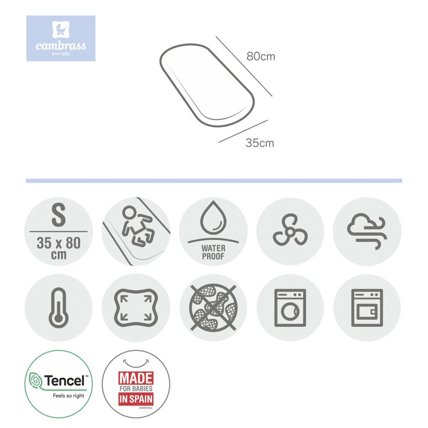 Sábana bajera ajustable impermeable para moisés blanca 