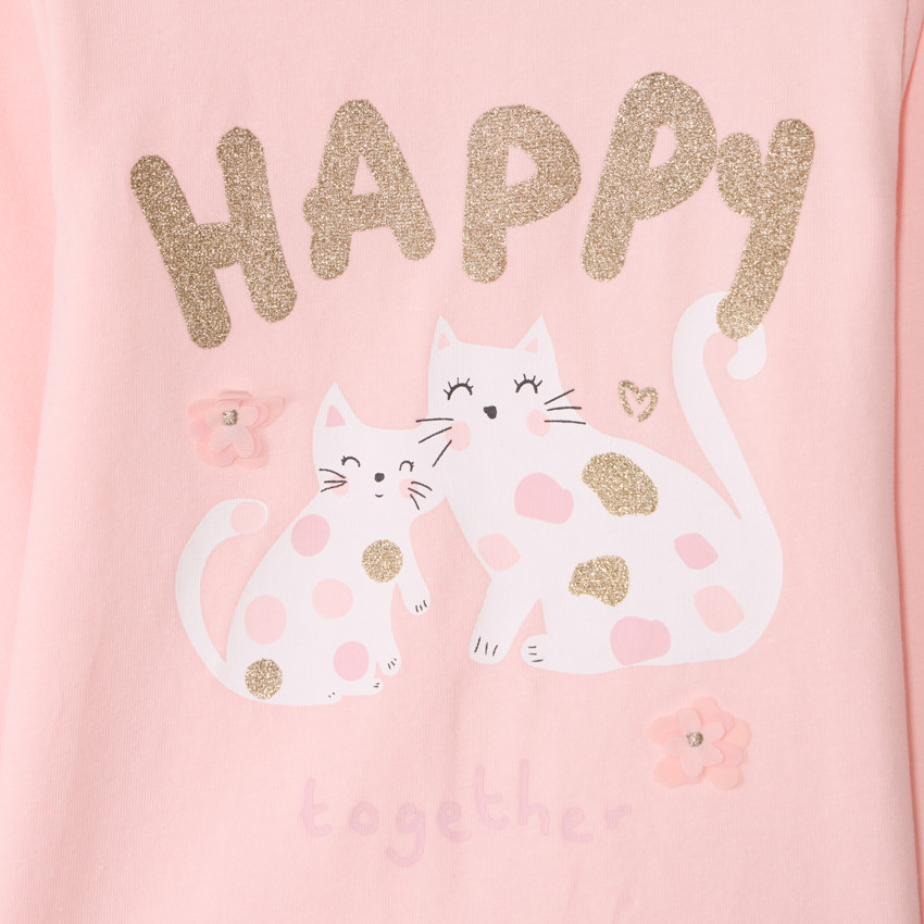 Camiseta de manga larga lisa con estampado fantasía para bebé niña 