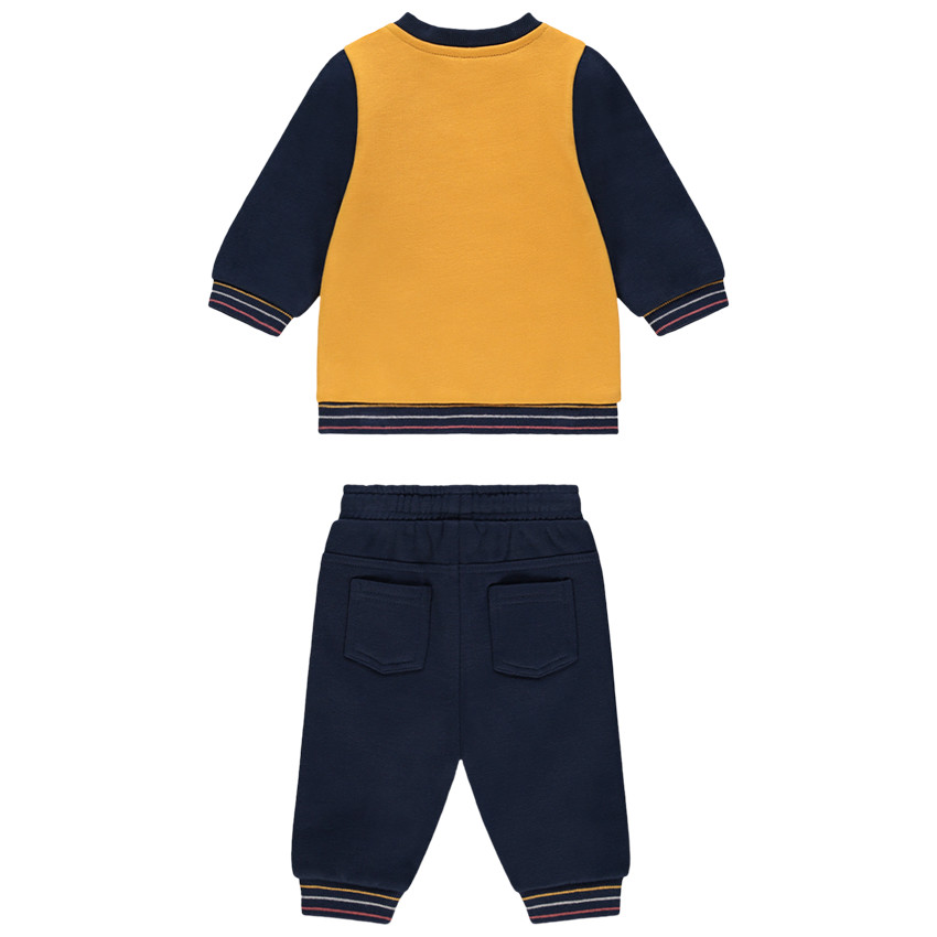 Jogging en molleton bicolore à motif en bouclette et poches 