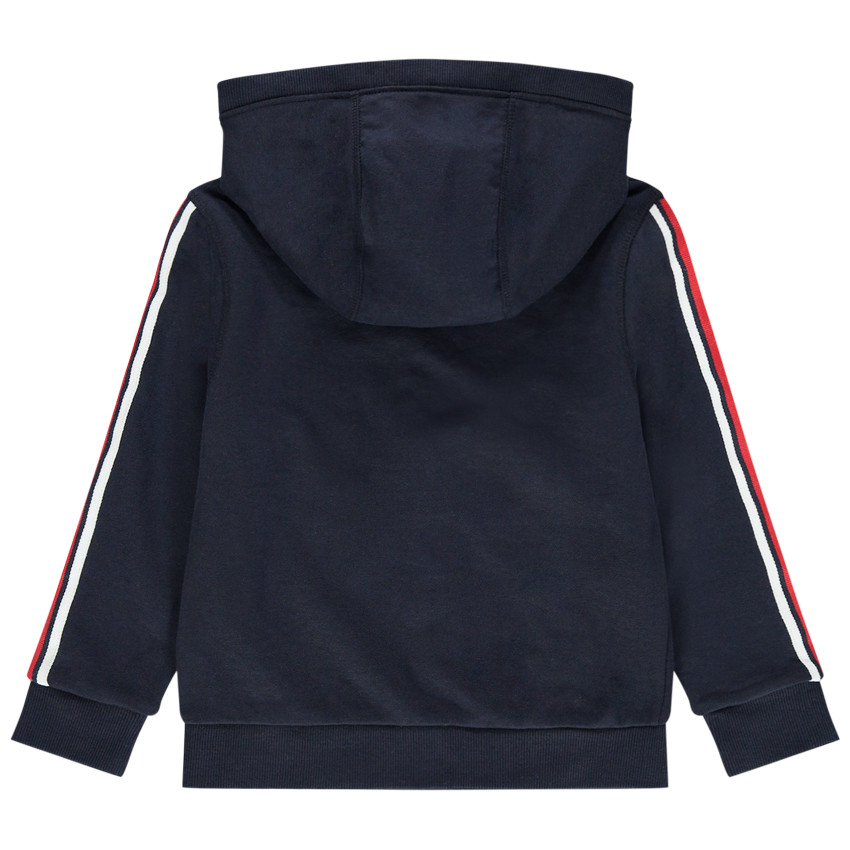 Chaqueta con capucha de felpa con bolsillos estampados y bandas en las mangas 