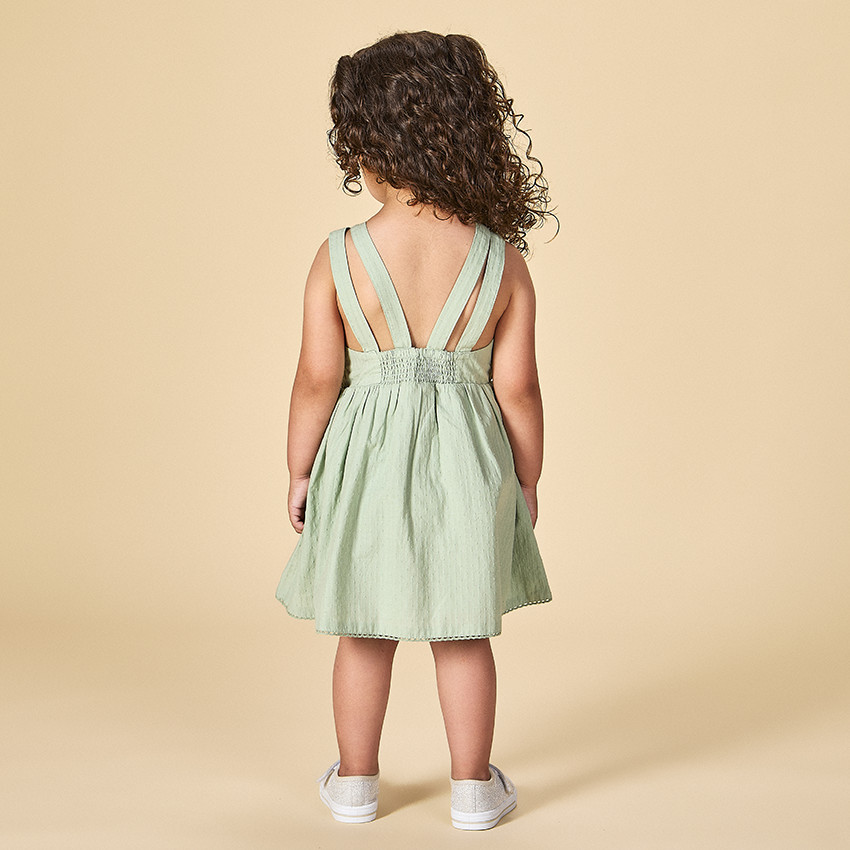 Robe de tirantes doble en tejido para bebé niña 
