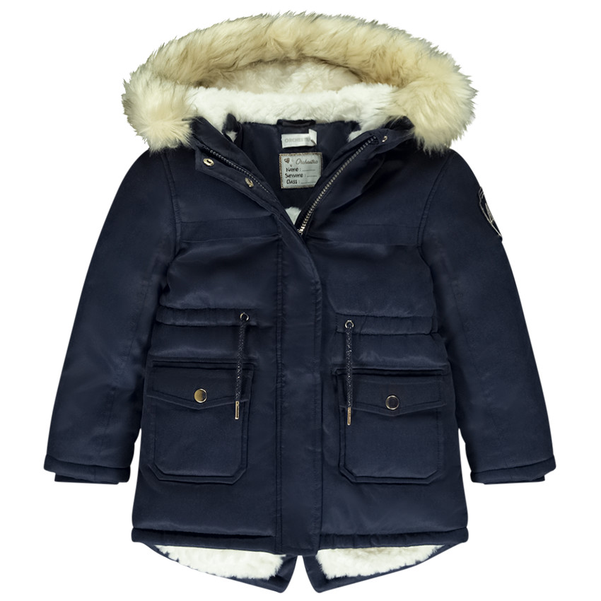 Parka deperlante en twill capuche en fausse fourrure pour fille Orchestra
