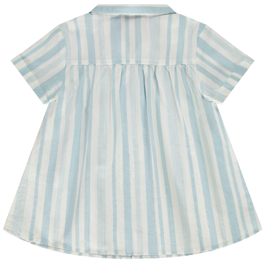 Camiseta de manga corta con volante y rayas para niña 