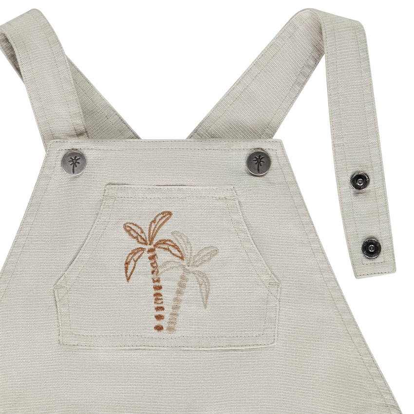 Salopette courte broderie palmiers pour bébé garçon 