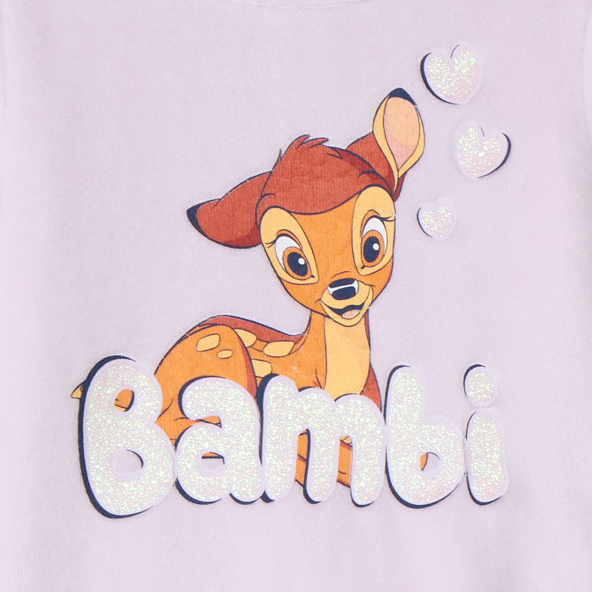 Set pyjama velours Bambi Disney pour bébé fille avec finitions différentes selon l'âge 