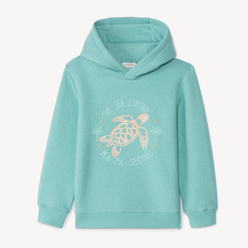 Sudadera con capucha de felpa con bordado divertido para niño 