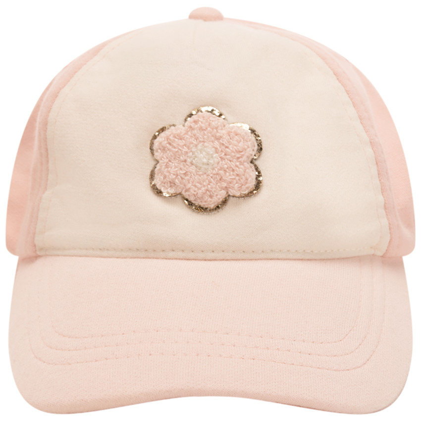 Casquete de felpa con flor de rizo para bebé niña 