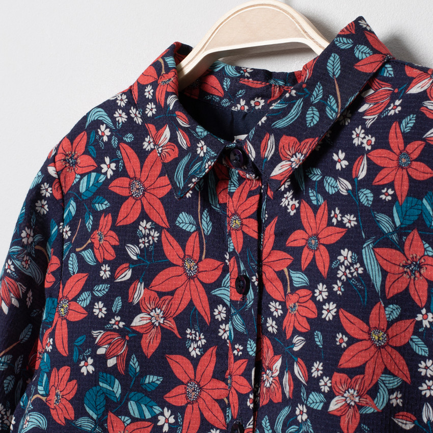Vestido manga larga estampado flores all-over  Additional Vestido manga larga estampado flores all-over
