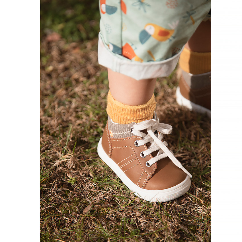 Bottillons en cuir marron à lacets pour bébé garçon 