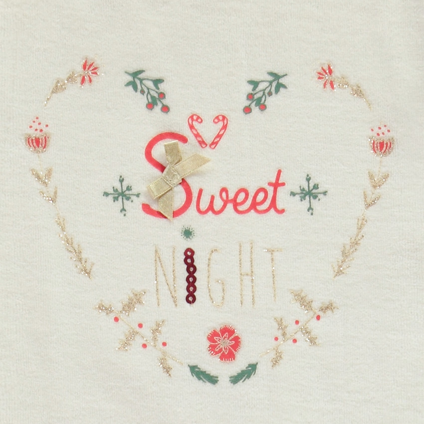 Conjunto de pijama de Navidad de 2 piezas en terciopelo con motivo de corazón para niña 