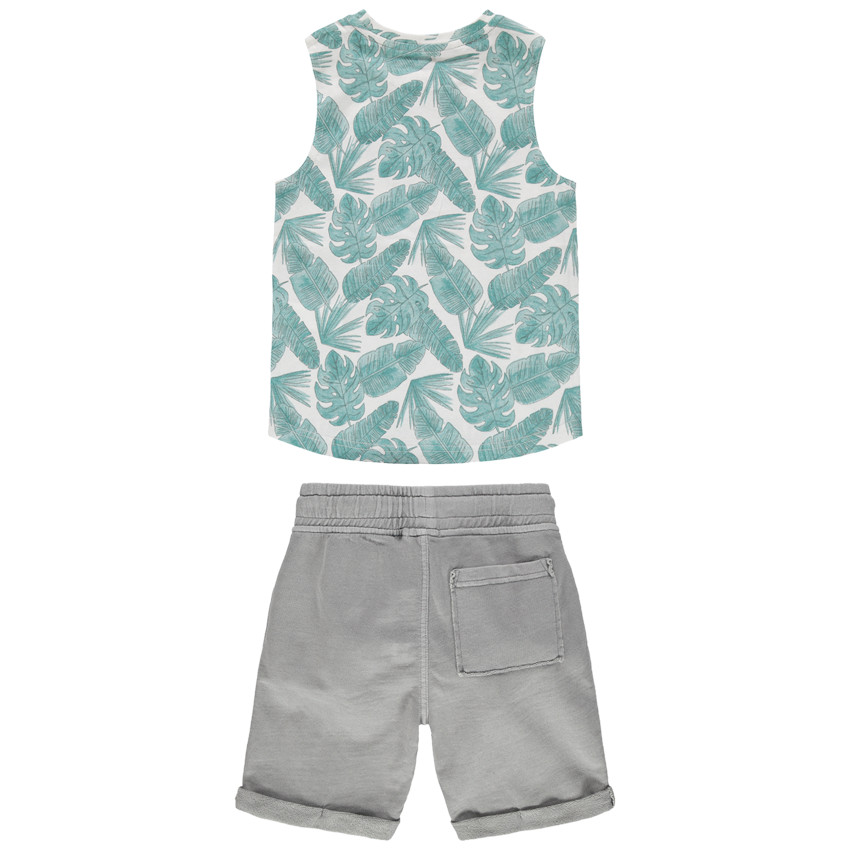 Conjunto con Camiseta de tirantes estampado végétal y pantalon corto à bolsillos  Additional Conjunto con Camiseta de tirantes estampado végétal y pantalon corto à bolsillos