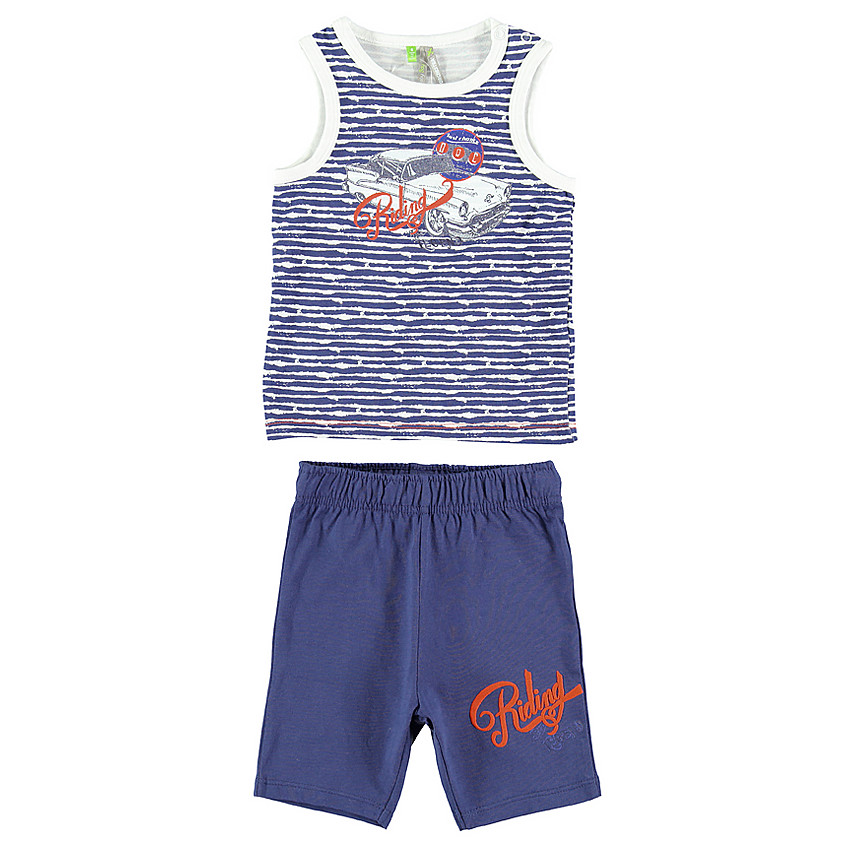 Conjunto de playa top de tirantes con rayas bermuda de color liso 