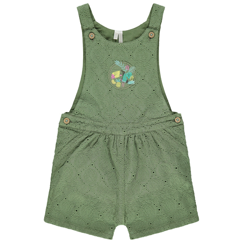 Peto corto kaki con bordado ingles y patch toucan 