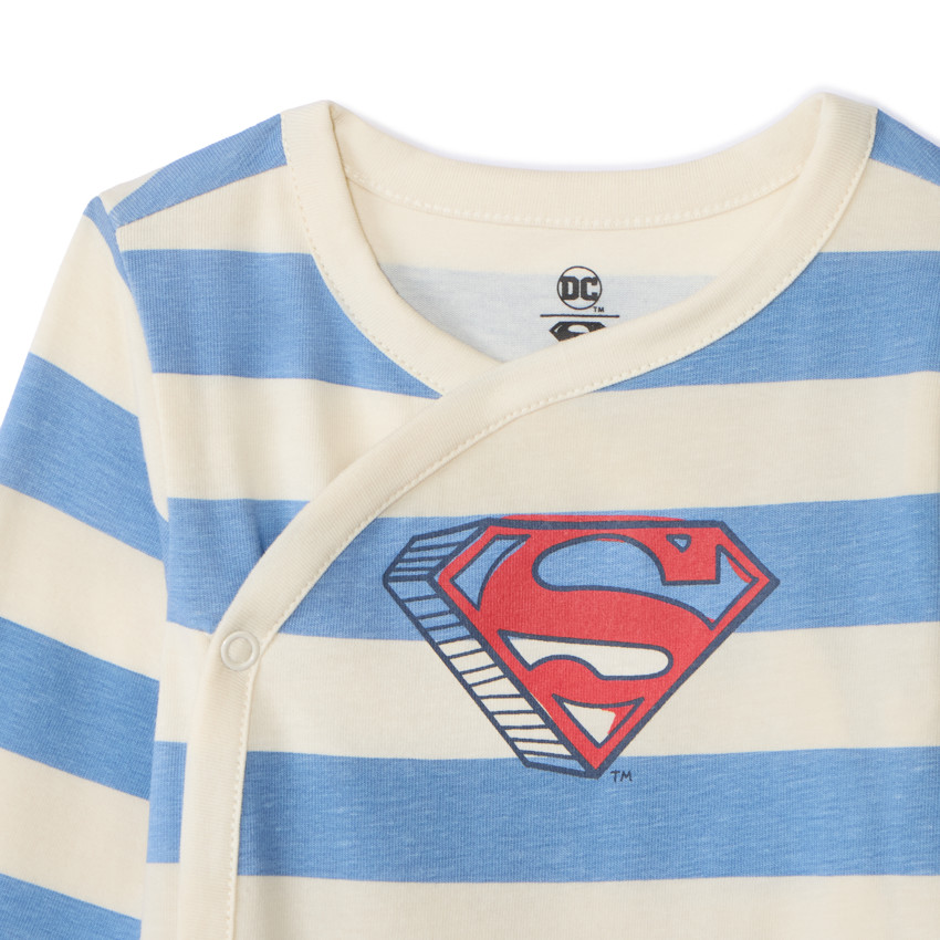 Lote de 3 bodies de manga larga Superman para bebé niño con aperturas diferentes según la edad 