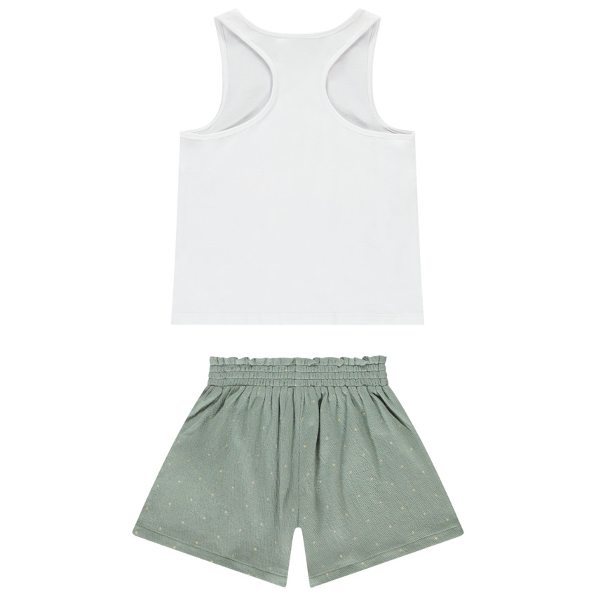 Conjunto de 2 piezas con camiseta sin mangas de estampado tropical para niña 