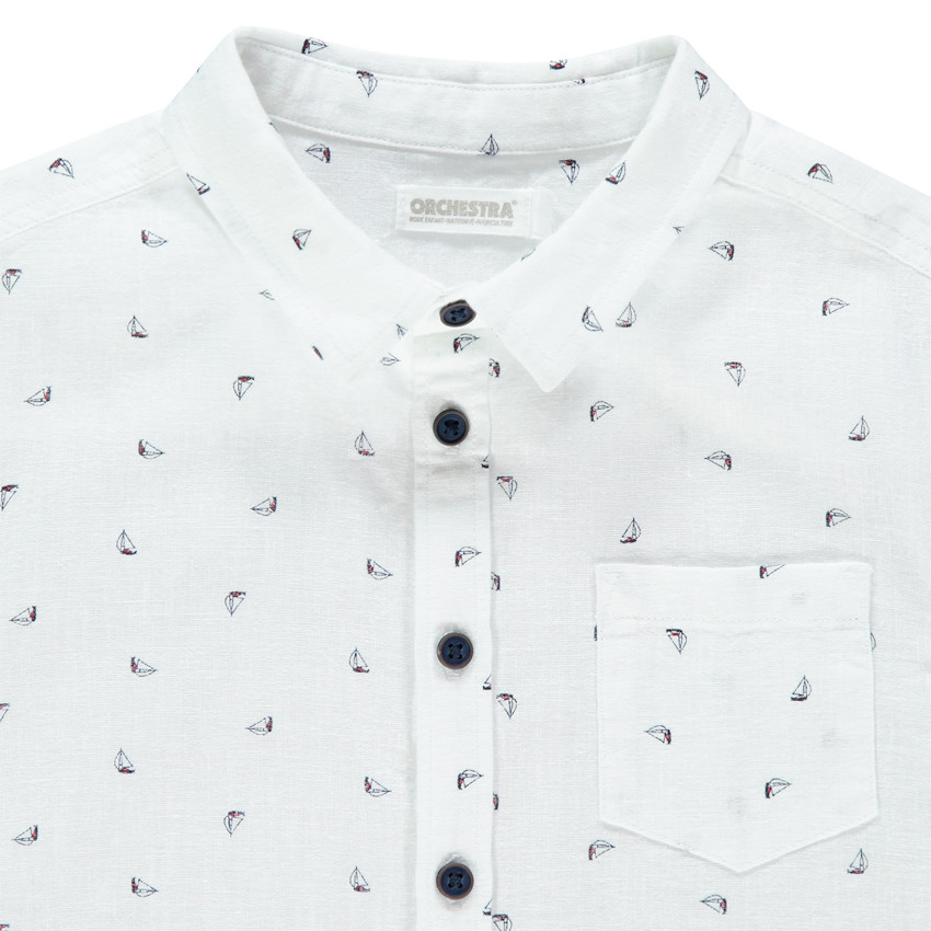 Chemise manches courtes imprimée bateaux all-over 