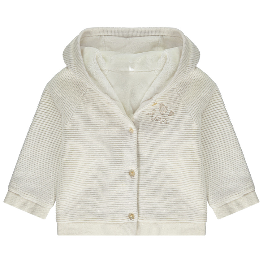 Gilet en tricot point mousse doublé sherpa pour bébé fille 