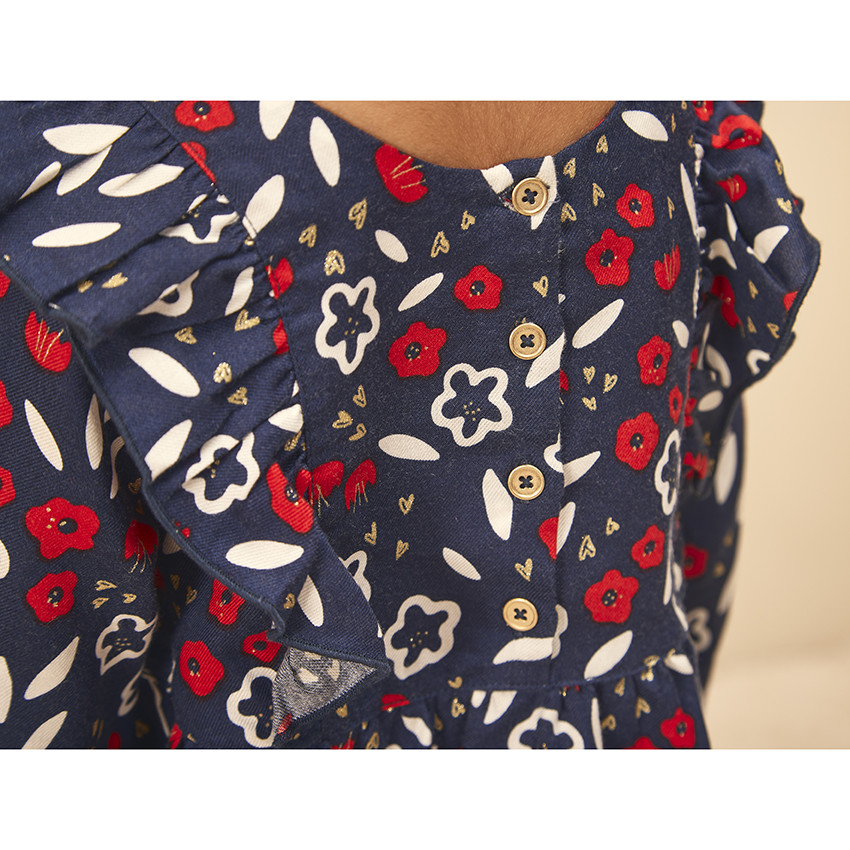 Vestido de manga larga con estampado floral para bebé niña 
