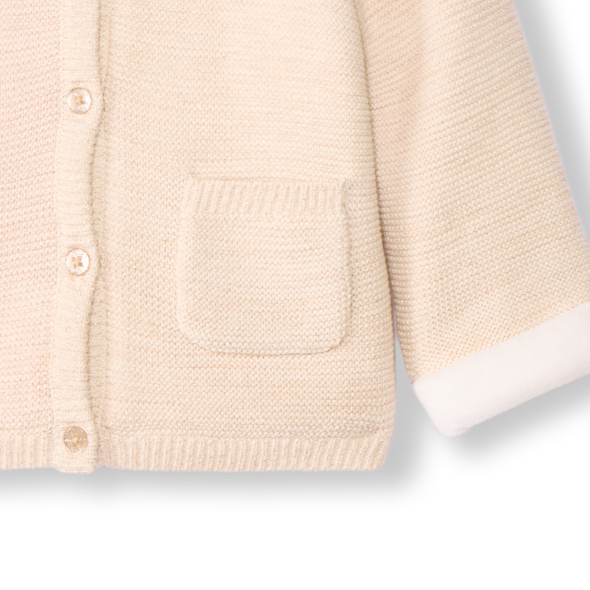 Chaqueta con capucha de punto con bordado de corazón para bebé niña 