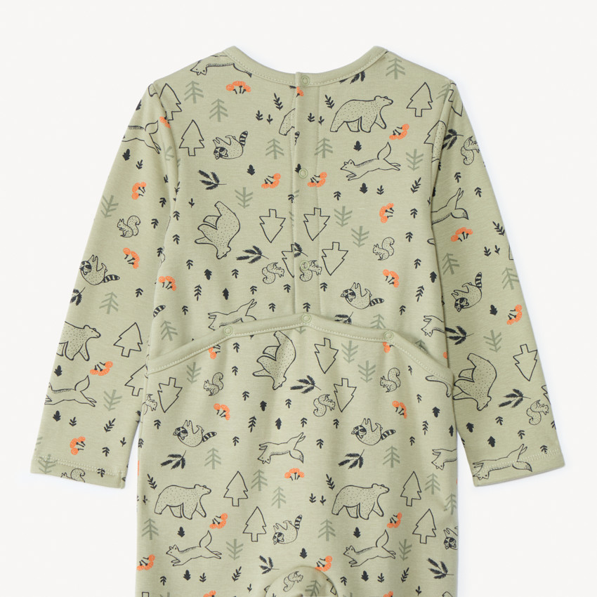 Pelele estampado "forêt" para bebé niño con aperturas diferentes según la edad 
