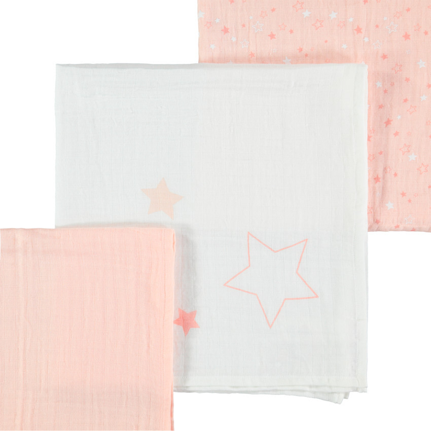 Pack de 3 muselinas de gasa de algodón con estampado de estrellas 