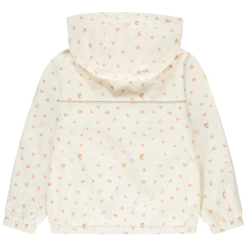 Chaqueta cortavientos imprimida con corazones efecto salpicado para niña 